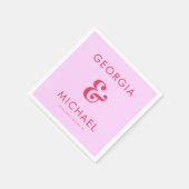 Serviette En Papier Gras Retro Rose & Rouge Ampersand Seventies Mariag (Coin)