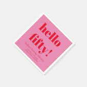 Serviette En Papier Gras rose et rouge moderne 50e anniversaire Person (Coin)