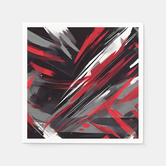 Serviette En Papier Gras Rouge Et Gris Dynamique (Devant)