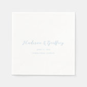 Serviette En Papier Gras Script Poudre Bleu Mariage élégant (Devant)