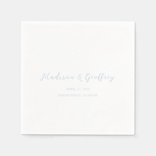 Serviette En Papier Gras Script Poudre Bleu Mariage élégant (Devant)
