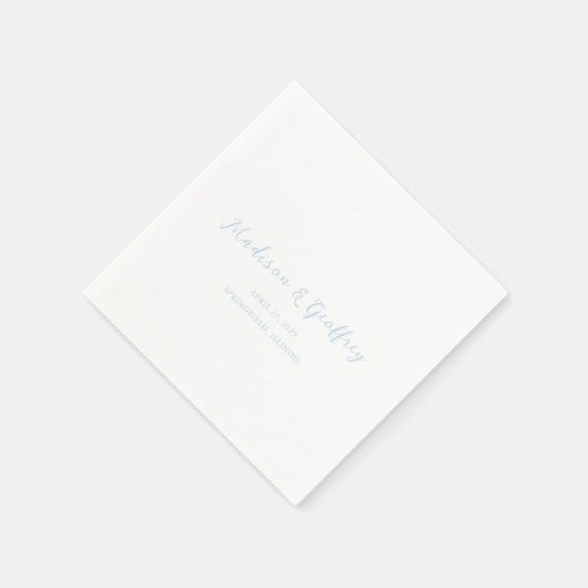 Serviette En Papier Gras Script Poudre Bleu Mariage élégant (Coin)