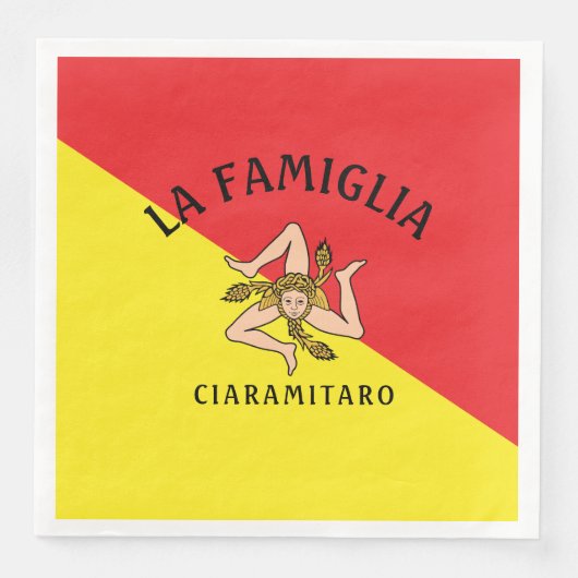 Serviette En Papier Gras Sicile Sicilienne Drapeau rouge et jaune (Devant)