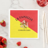 Serviette En Papier Gras Sicile Sicilienne Drapeau rouge et jaune (En situation)