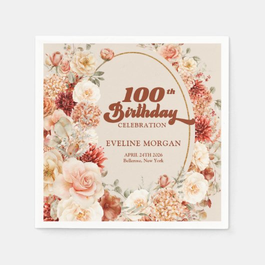 Serviette En Papier Gras super en cuivre brush bordeaux 100e anniversa (Devant)