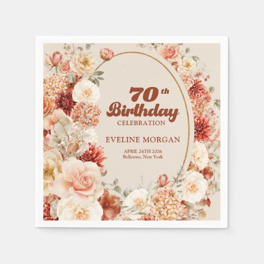 Serviette En Papier Gras super en cuivre brush bordeaux 70e anniversai (Devant)