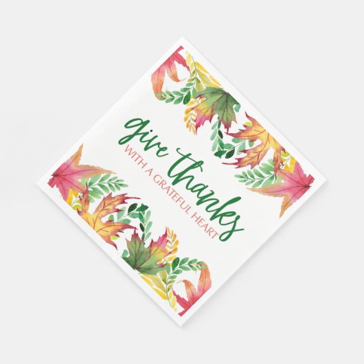 Serviette En Papier Grateful Heart Automne quitte Thanksgiving frontiè (Coin)