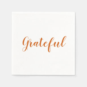 Serviette En Papier Grateful orange script joli papier d'action de gr