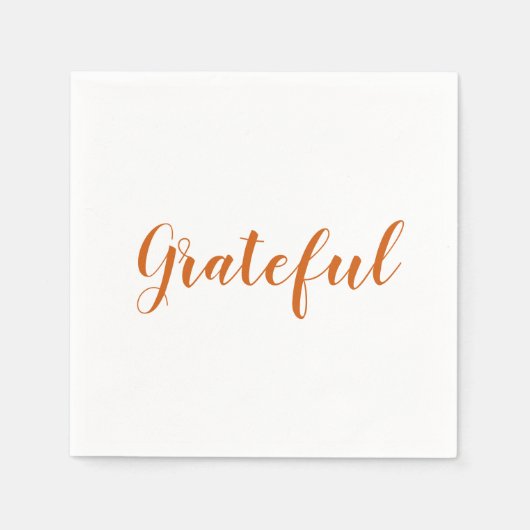 Serviette En Papier Grateful orange script joli papier d'action de grâ (Devant)
