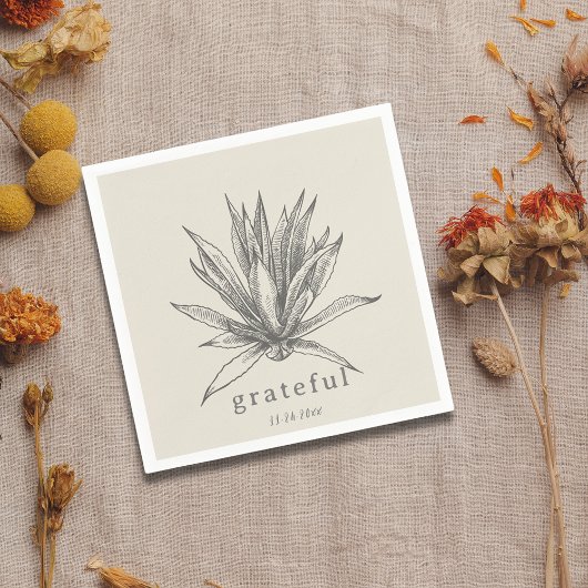 Serviette En Papier Grateful Rustic Succulent Thanksgiving Napkin