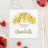 Serviette En Papier Gratitude jaune Spray Floral (En situation)
