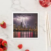 Serviette En Papier Gratte-ciel de Chicago avec éclair (En situation)