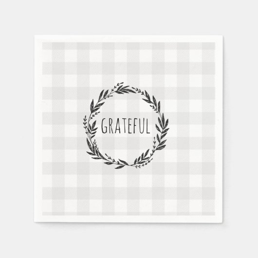 Serviette En Papier Gratuit Gris En vichy Motif Wreath (Devant)