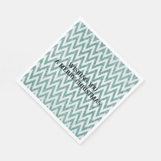 Serviette En Papier Gratuit Vert Blanc Chevron Stripes Noël (Coin)