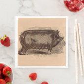 Serviette En Papier Gravure de cochon du 19e siècle Truie Berkshire n° (En situation)