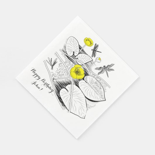 Serviette En Papier Gravure de nénuphars (Coin)