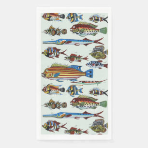 Serviette En Papier Gravure d'histoire naturelle de poissons exotiques