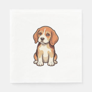 Serviette En Papier Gravure vintage de chiot Beagle Art vectoriel_1
