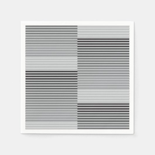 Serviette En Papier Gray, Black, White Stripes (Devant)