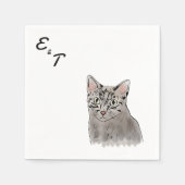 Serviette En Papier Gray Cat mariage Cocktail napkin (Devant)