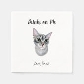 Serviette En Papier Gray Chat Mariage Cocktail Napkins (Devant)