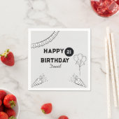 Serviette En Papier Gray moderne Joyeux anniversaire Chaque année Pers (En situation)