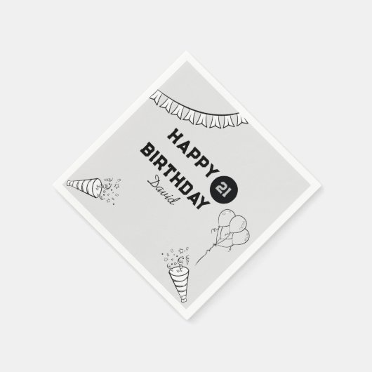 Serviette En Papier Gray moderne Joyeux anniversaire Chaque année Pers (Coin)