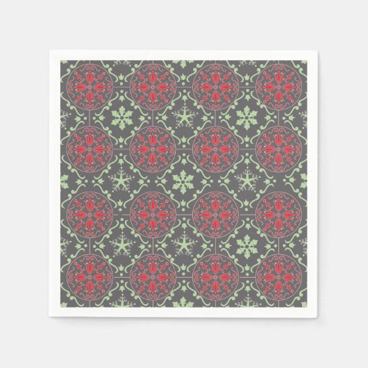 Serviette En Papier Gray Nordic Snowflake hiver Motif Rustique (Devant)