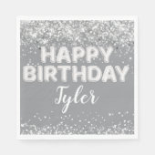 Serviette En Papier Gray Silver fête d'anniversaire (Devant)