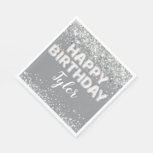 Serviette En Papier Gray Silver fête d'anniversaire (Coin)