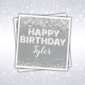 Serviette En Papier Gray Silver fête d'anniversaire