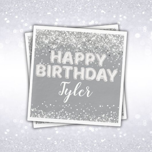 Serviette En Papier Gray Silver fête d'anniversaire