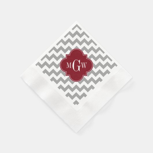 Serviette En Papier Gray White Chevron (Coin)