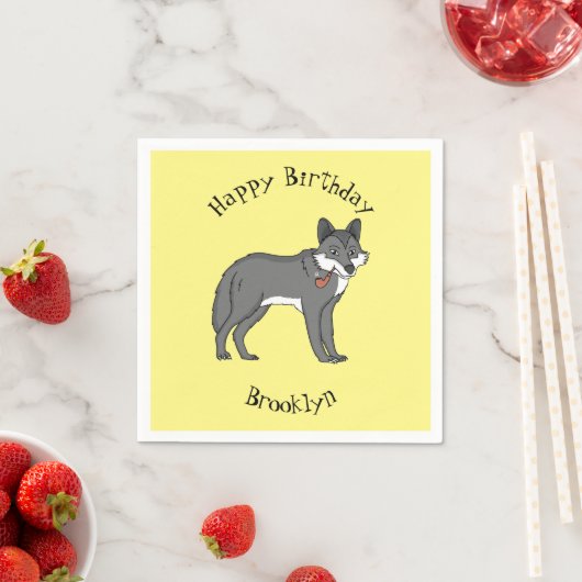 Serviette En Papier Gray wolf with pipe cartoon (En situation)