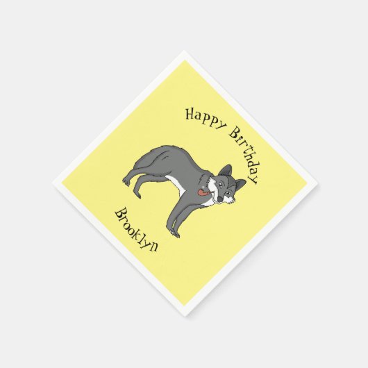 Serviette En Papier Gray wolf with pipe cartoon (Coin)