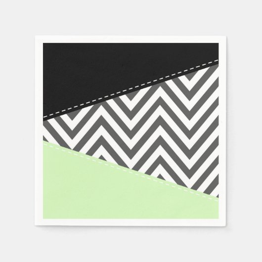 Serviette En Papier Gray Zigzag, Gray Chevron, Zigzag Pattern, Mint (Devant)