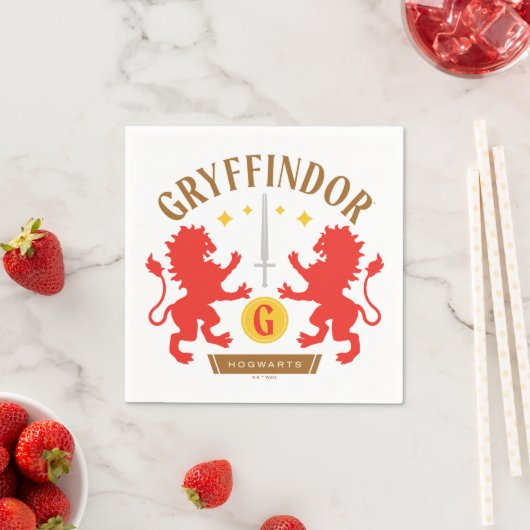 Serviette En Papier GRAYFFINDOR™ Maison double Lion épée graphique (En situation)