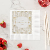 Serviette En Papier Great Gatsby Art Déco Mariage blanc or (En situation)