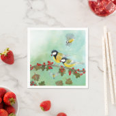 Serviette En Papier Great Tit Birds & Hawthorn Red Berries (En situation)