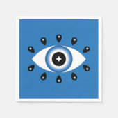 Serviette En Papier Grec Mal Oeil Bleu Noir Blanc (Devant)