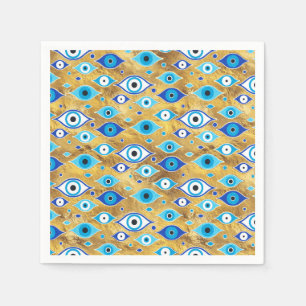 Serviette En Papier Grec Mati Mataki - motif des yeux maléfiques Matia