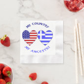 Serviette En Papier Grèce USA Coeur Drapeau Mon pays Mon ancêtre (En situation)