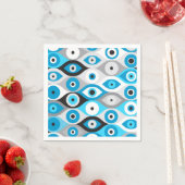 Serviette En Papier Grecs mal yeux motif bleus et gris (En situation)