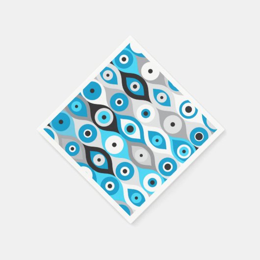 Serviette En Papier Grecs mal yeux motif bleus et gris (Coin)