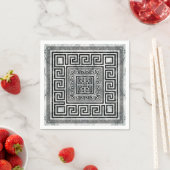 Serviette En Papier Greek Meander - Greek Key Black and White Marble (En situation)