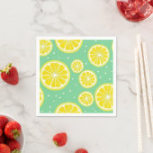 Serviette En Papier Green and Yellow Lemon Slice Pattern (En situation)