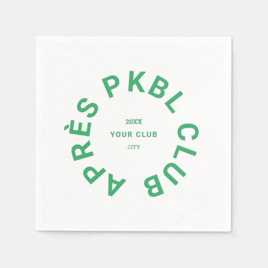 Serviette En Papier Green Après PKBL Club Crest Pickleball (Devant)