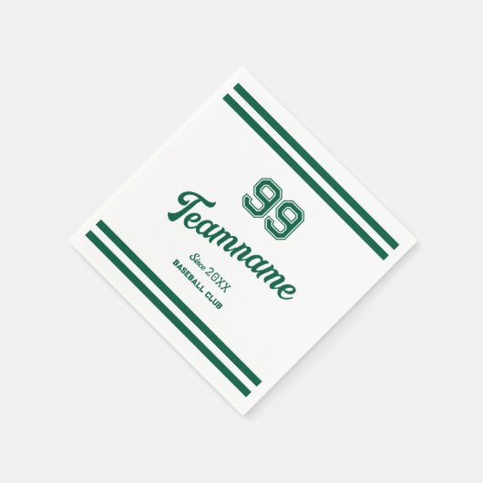 Serviette En Papier Green Baseball Custom Player Numéro et nom de l'éq (Coin)