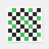 Serviette En Papier Green Black White Checkered Pattern Design  (Devant)