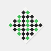 Serviette En Papier Green Black White Checkered Pattern Design  (Coin)